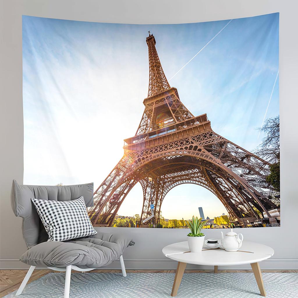 Eiffel Tower Tapestry Water Reflection Tapestry French Architecture Tapestry Living Room Bedroom Dorm Decor Background Cloth