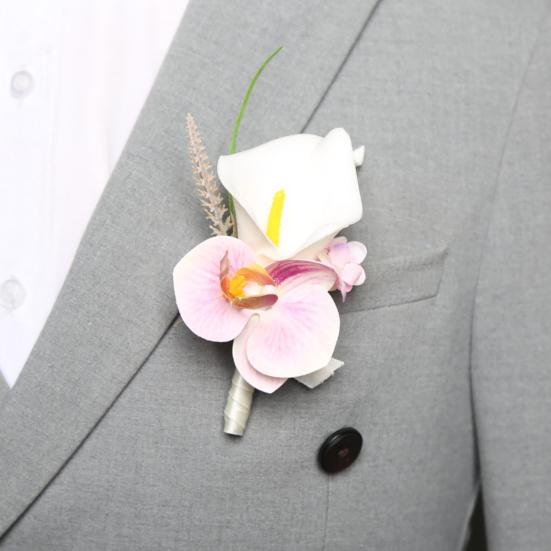 Evropská Phalaenopsis Orchidej Květ do klopy Svatební korsáž pro družičku Ženicha Elegantní Látková Květina na Párty Maturitní dárek pro Ženy