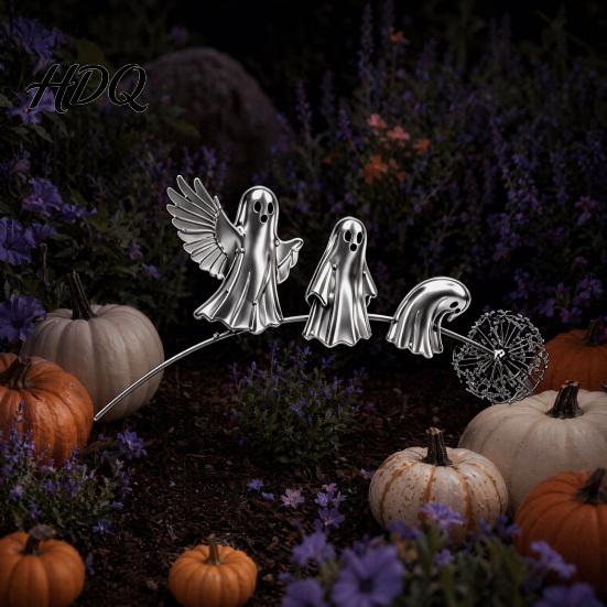 Unique Garden Art for Halloween Ghost Stake Rustic Yard Decor with Dandelion Accent Landscape Metal Sculpture Lawn Patio Flower Bed And Backyard