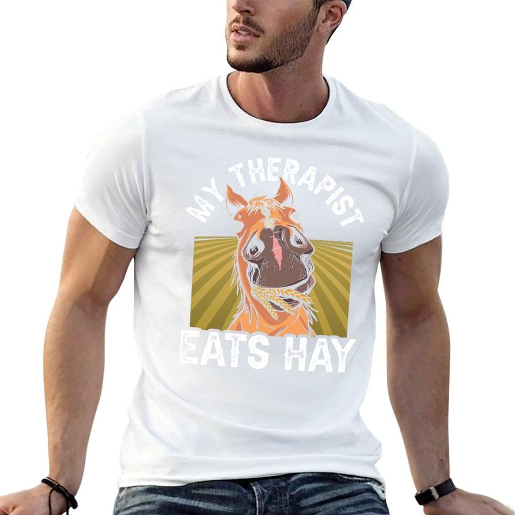 My Therapist Eats Hay Rider Horse Riding Lover Tshirt Simple Line Art Print Tee