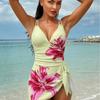 2026 Neues Europäisches und Amerikanisches Lilien-Print-Kleid Badeanzug Damen Kreuz-Rückenfrei Urlaub Thermalquelle Bikini