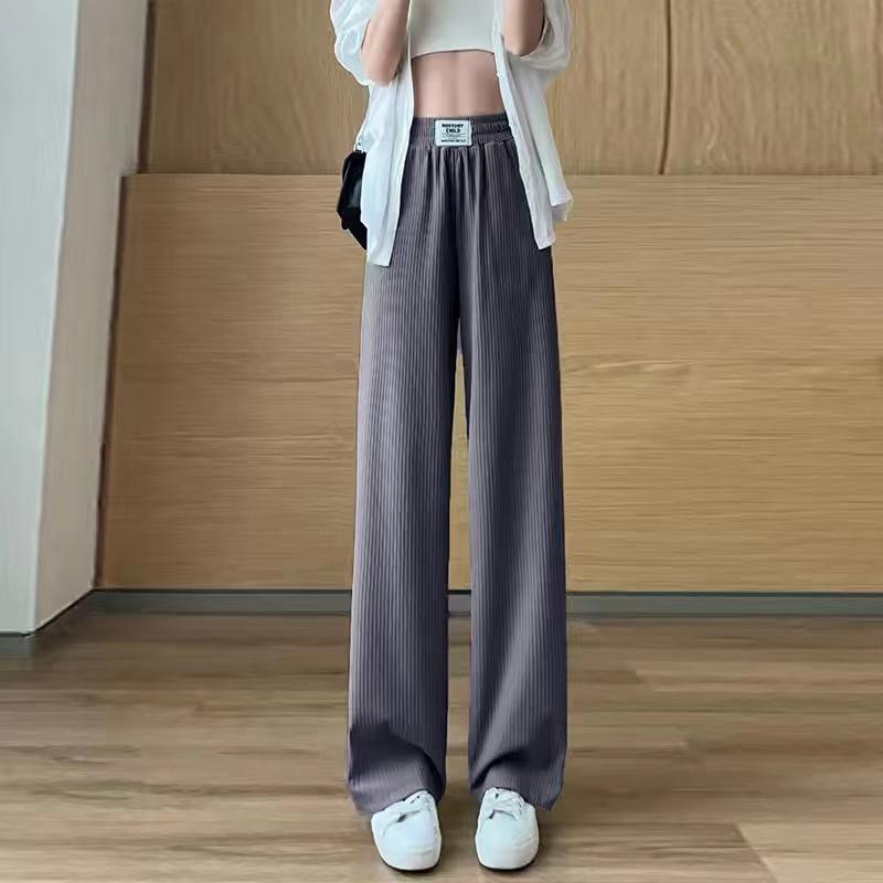Dámské kalhoty Ledové hedvábné široké kalhoty Tenká část Kalhoty s vysokým pasem Volné Rovné Zjevné Tenké Tenké Kalhoty pro volný čas