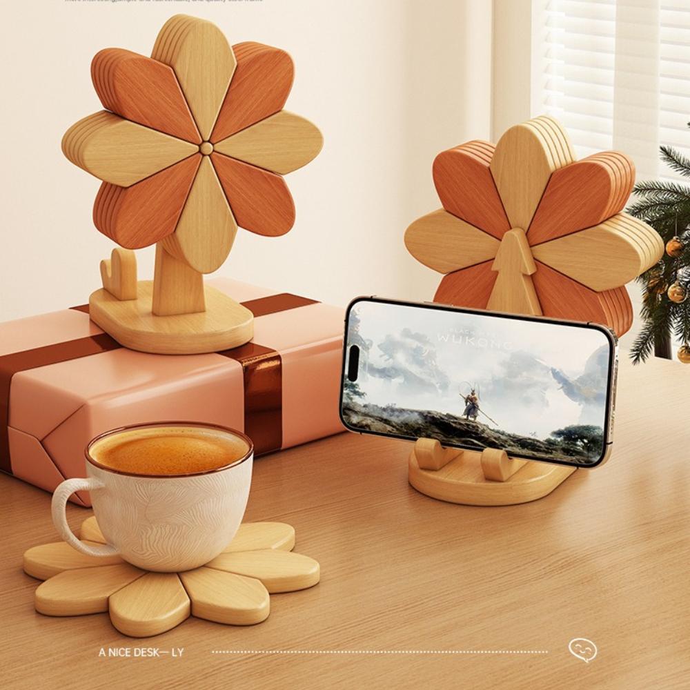 Windmill heat insulation pad, dining table decoration, creative home good, solid wood pot holder, foldable cup mat, bowl mat