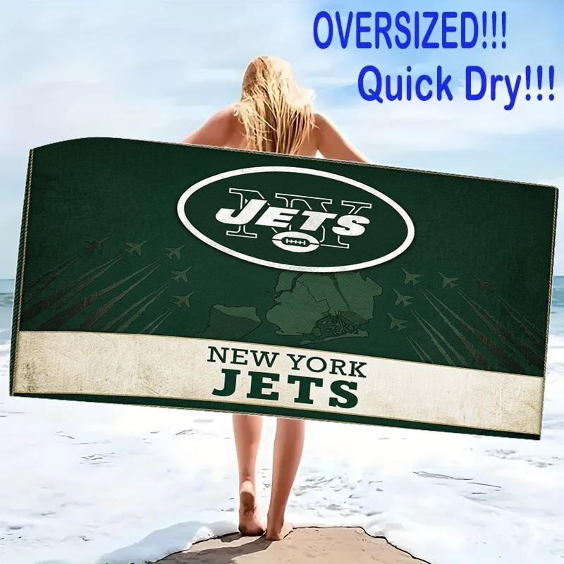 New York Jets Logo Print Beach Towel, Large Soft Quick Dry Towel for Beach Camping Swimming