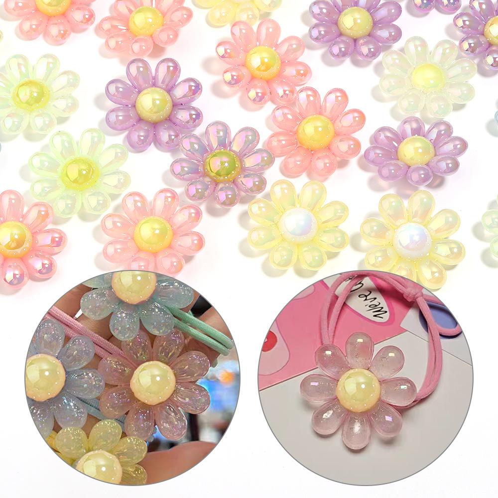 5pcs/lot 44mm Plated Colored Flower Beads Loose Spaced Acrylic Beads For DIY Charms Necklace Headwear Keychains Accessories