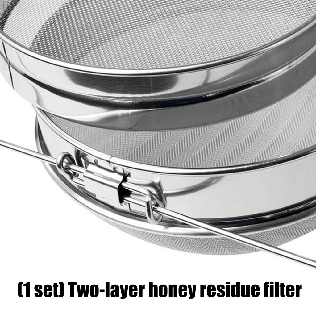 Dual Mesh Stainless Steel Honey Filter For Beekeeping With Adjustable Telescoping Arm Fits 5 Gallon Bucket