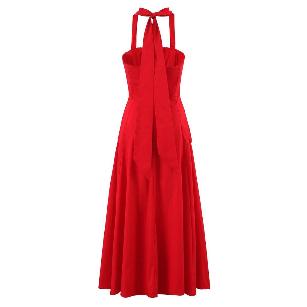 Women's Multi-color Halter Button Midi Camisole Dress - Elegant 2026 New Style