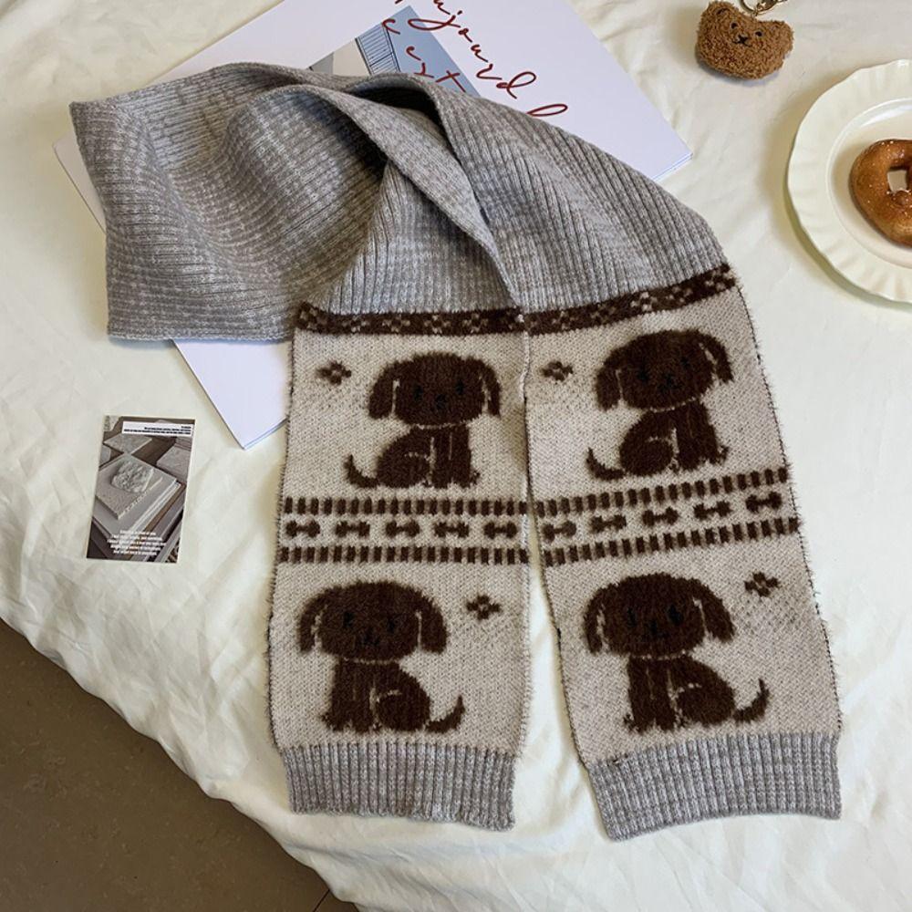 Jacquard Cartoon Katze Strickschal Süß Cool Winterwolle Schal Welpe Radfahren Halstuch Mädchen
