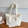 Large Capacity Nylon Tote Bag for Women Lightweight Shopping Shoulder Bag with Multiple Pockets and Zipper Closure for Daily Use