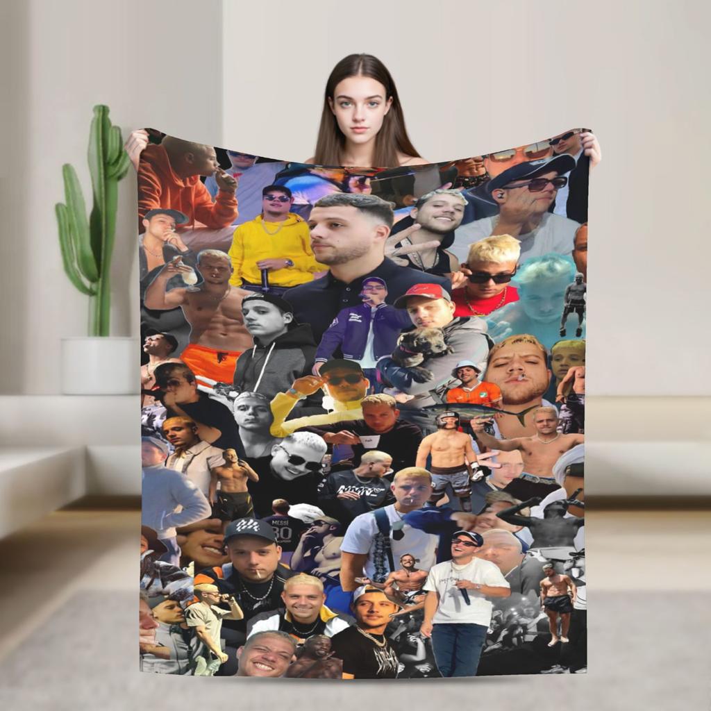 PLK French Rapper Photo Blankets Super Soft Funny Plush Throw Blanket For Home Decor Airplane Travel Flannel Bedspread Bed Cover