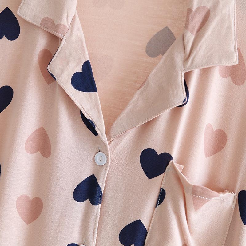 Women's Summer Modal Nightdress: Long Skirt with Short Sleeve Cardigan