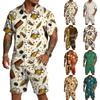 Conjunto Casual de Top Ligero Transpirable Estampado para Hombre y Shorts con Cordón