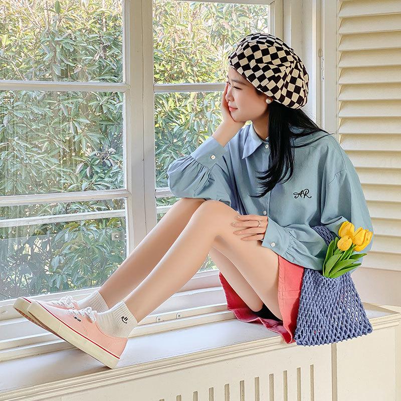 Socks Embroidered Smiley Face Boat Socks Trend Short Tube Solid Color Cotton Socks Versatile Student White Socks