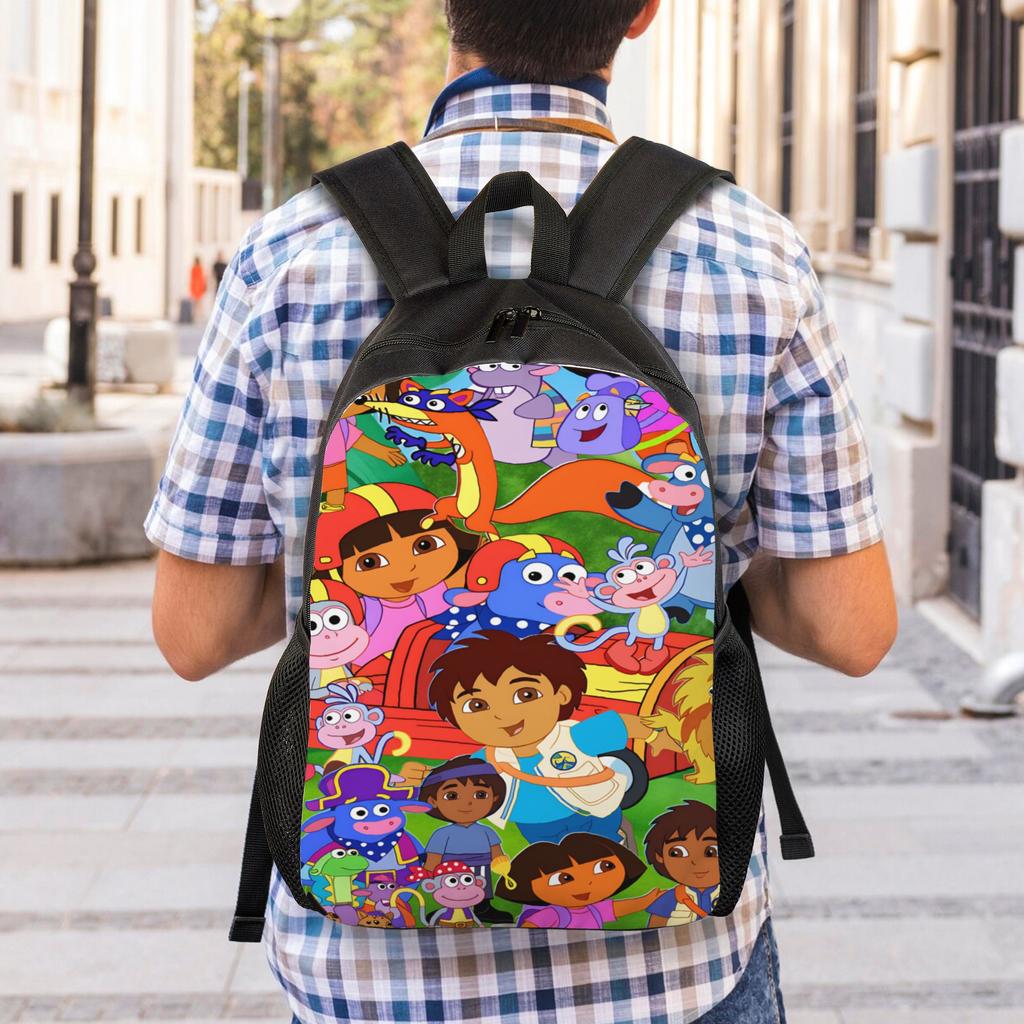 D-Doras and Friends Backpack  Streetwear Backpacks Youth Trekking Pattern School Bags Custom Rucksack