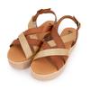 Women's Gold Croc-print Leather Wedge Sandals BIOSTOCK