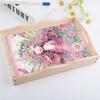 Wooden Girl Girl Diamond Painting Tray Handicraft with Handles Rectangular Diamond Decorative Serving Tray for Desk Coffee Table