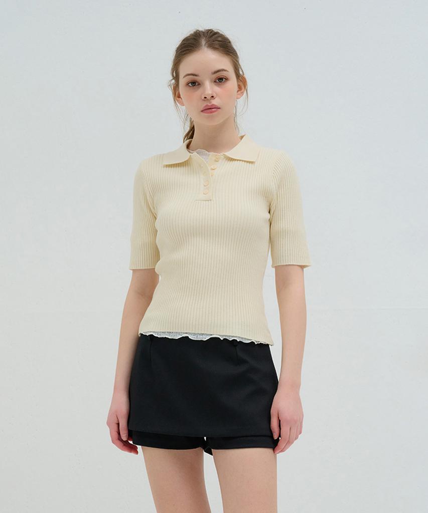 Kamino Ribbed Collar Knit Cream