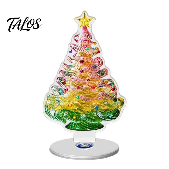 Angel Figurine for Mantel Xmas Acrylic Ornament, 2D Flat Tree Gingerbread Man Ornament with Seasonal Tabletop Display Rotatable Base, Christmas Table