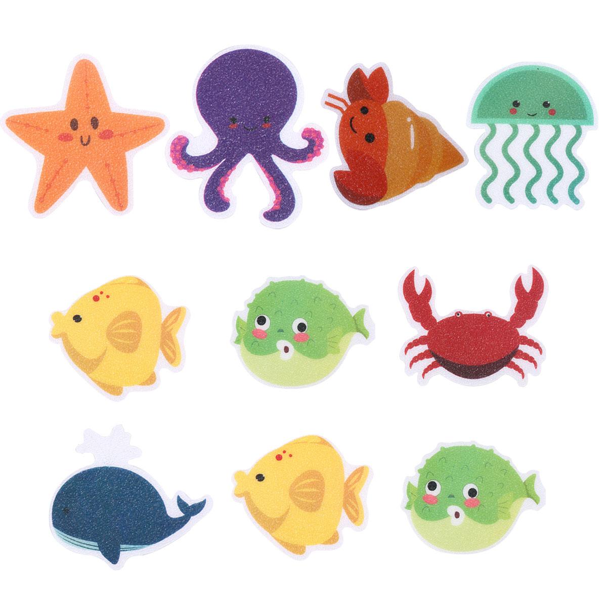 

20pcs Shower Safety Treads Cartoon Marine Stickers Slipping Floor Decal Bathing Stickers Tub Pasters for Home Shop