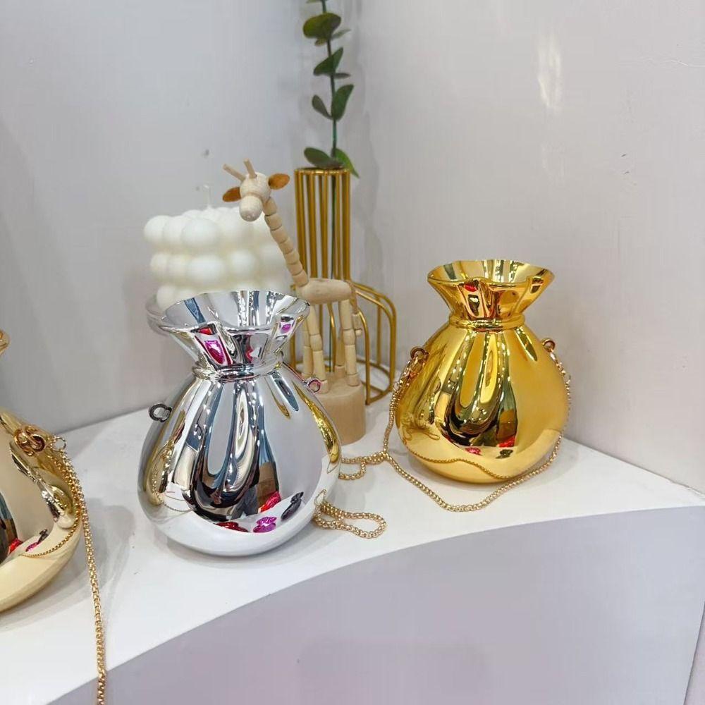Solid Color Acrylic Chain Handbag Elegant Women Clutch Purse Trend Bottle Shape Evening Bag  Women