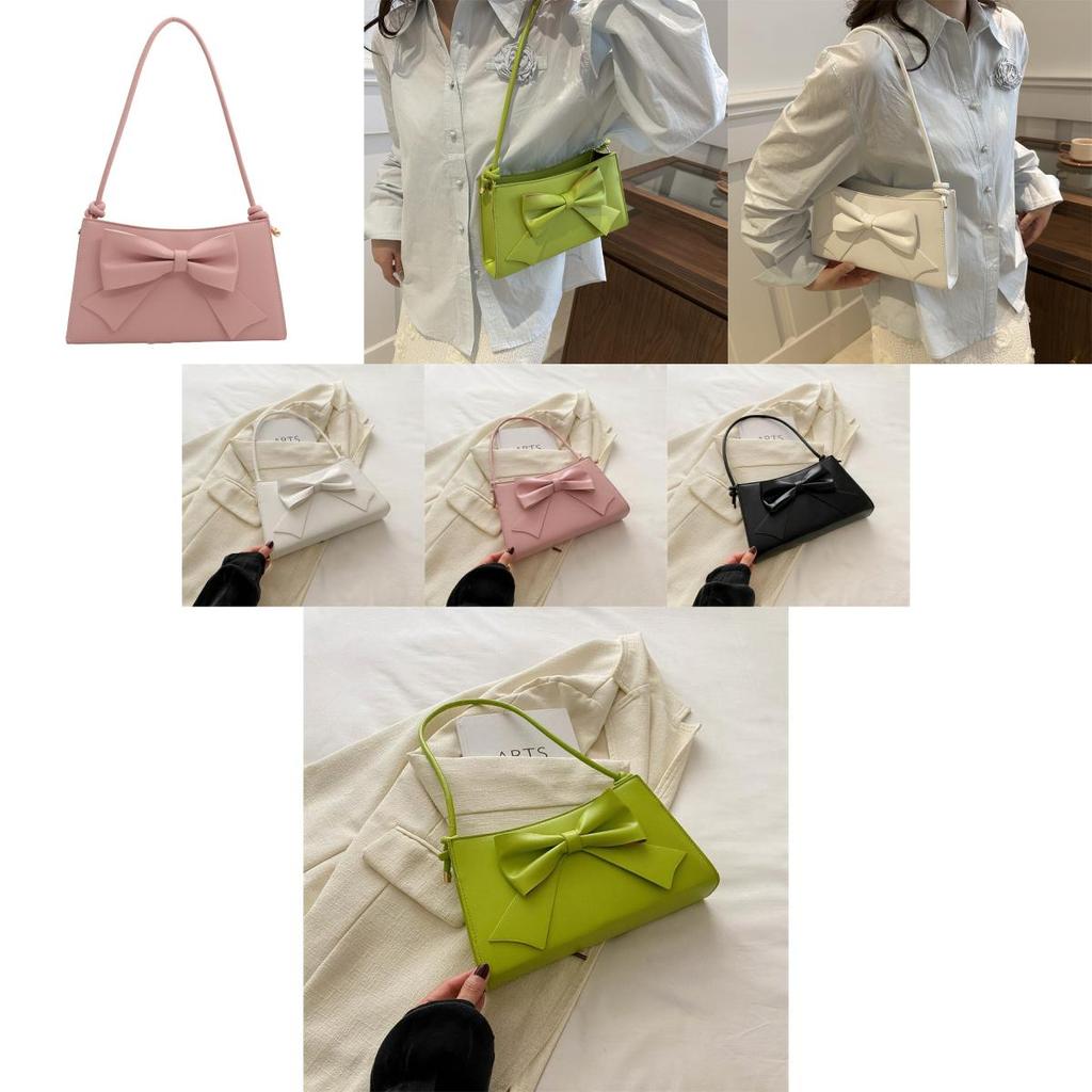 Sophisticated Bowknot Handbag For Women 2024 Summer Street Style Medium Crossbody Bag In Pu Leather