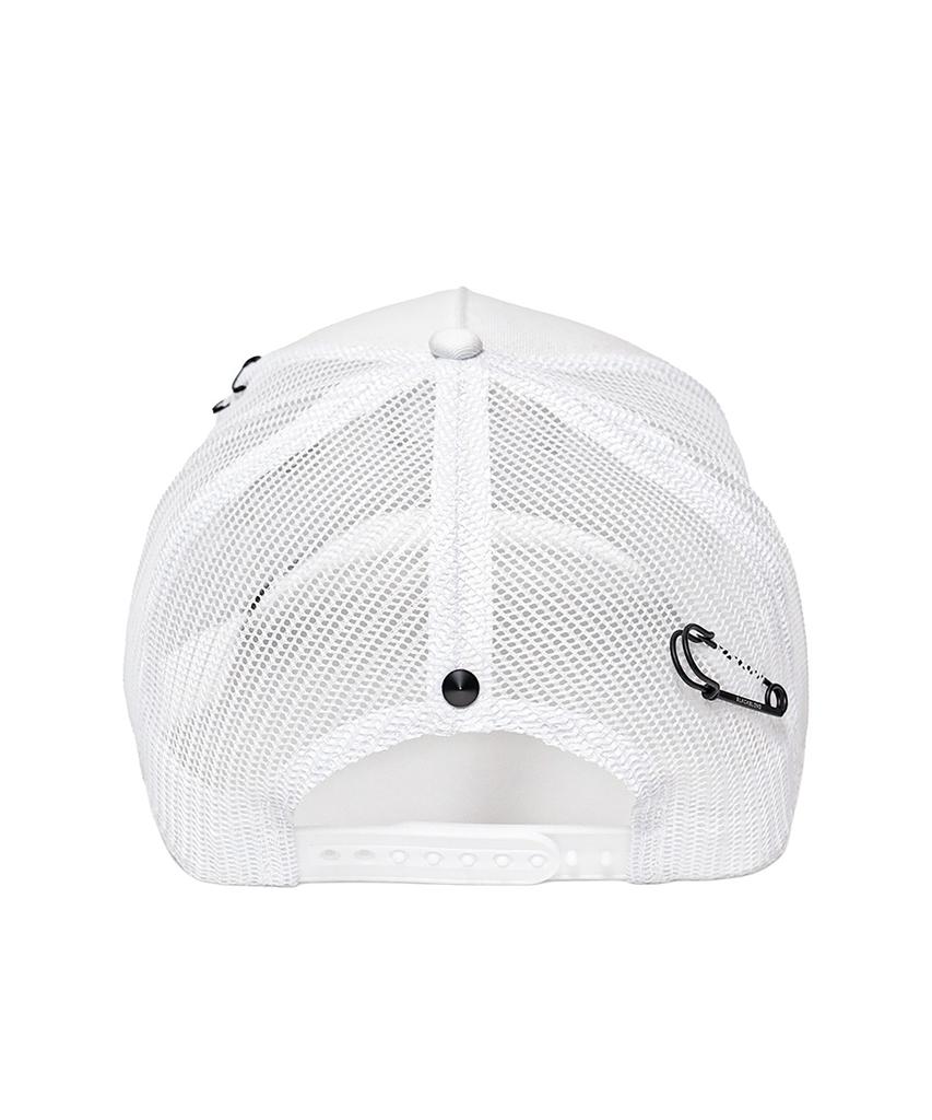 BLACKBLOND Vividi Graphic Logo Studded Trucker Mesh Cap (White)