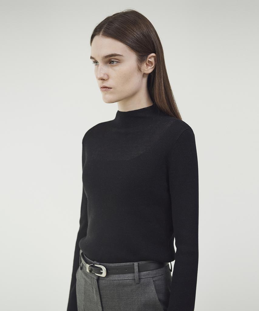 Ssikeoseun High Neck Knit Top - Black