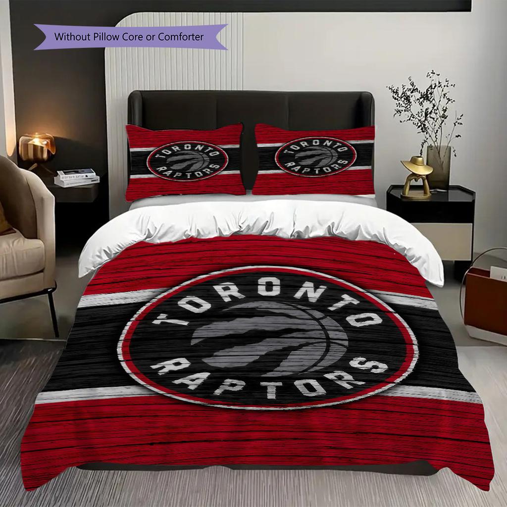 Toronto Raptors Bold Black Emblem Bedding(1 * Duvet Cover + 2 * Pillowcase, Without core)Soft and Comfortable Duvet Cover and Pillowcase Bedding Set