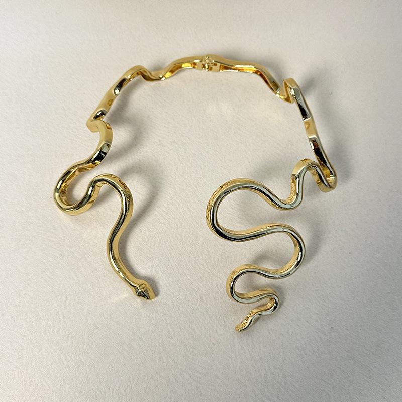 Tooxika Fashion Personality Irregular Twisted Snake Open Collar Unique Temperament Spring Necklace For Women
