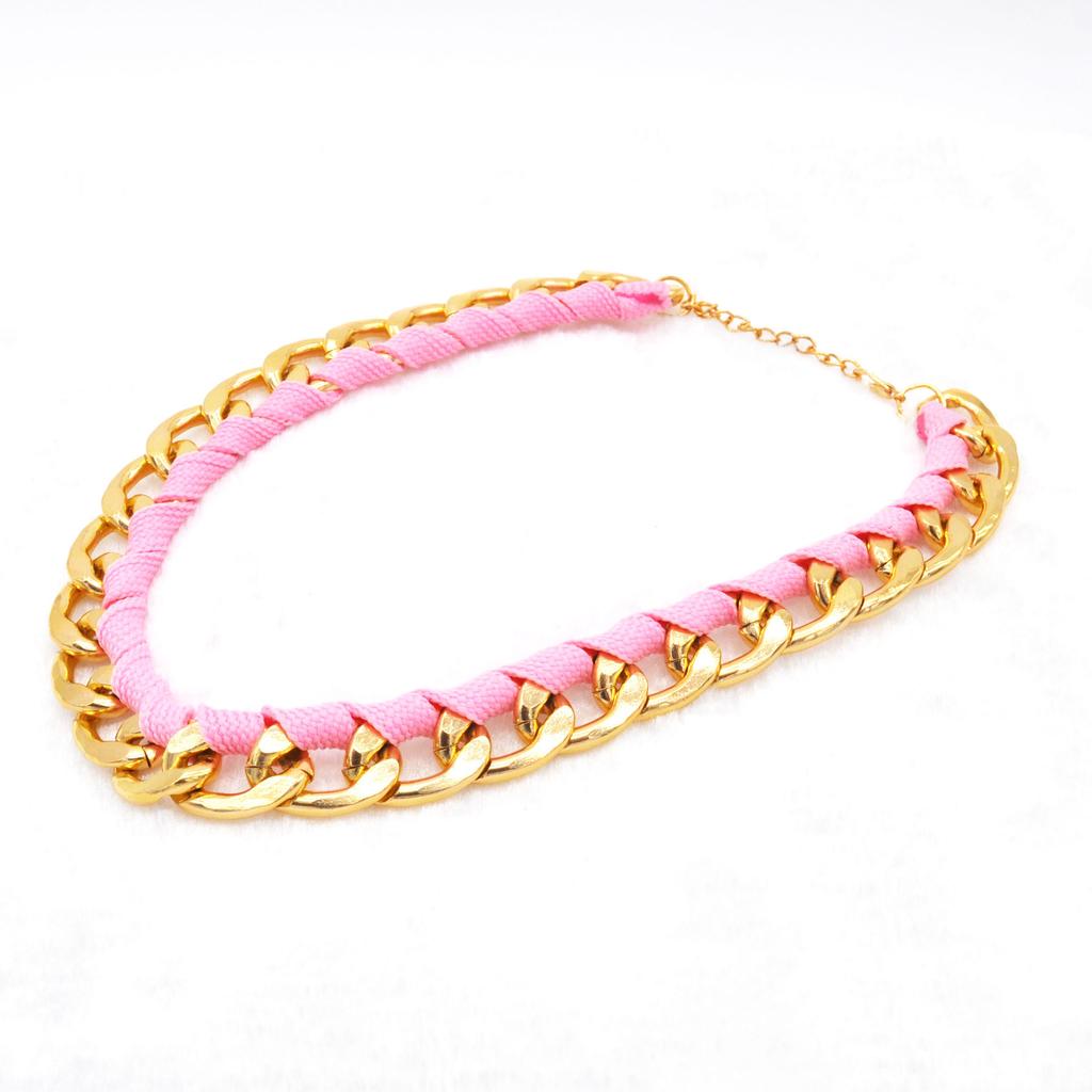 Trendy Big-Name Fluorescent Necklace, Jewelry Fashion Chain Woven Webbing Necklace