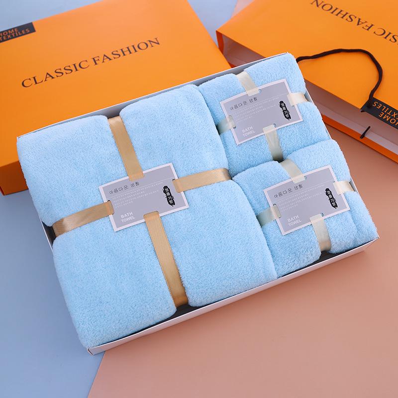 High-Density Coral Fleece Bath Towel Set: Three-Piece Wedding Souvenir Gift Box