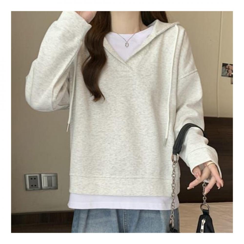 Navava Men Casual Solid Long Sleeve Two In One Hoodie T shirT nT1967