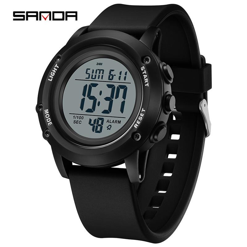 SANDA Outdoor Sports Watch LED Digital Display Electronic Watch Luminous Alarm Clock Trendy Electronic Watch