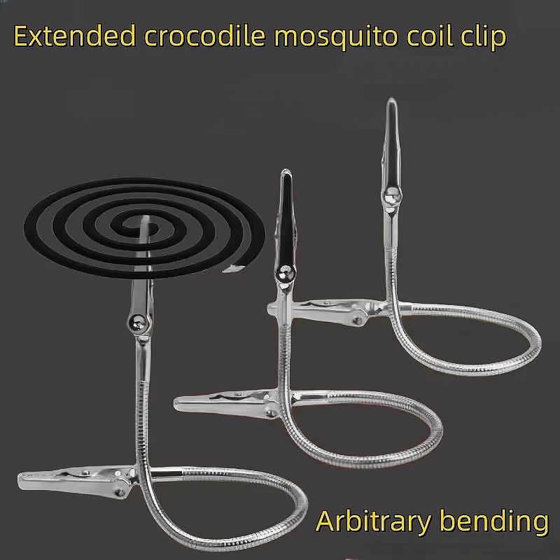 3PC Dual Head Metal Mosquito Coil Clip Flexible Adjustable 360° Alligator Clamp Holder Portable Mosquito Coil Clip