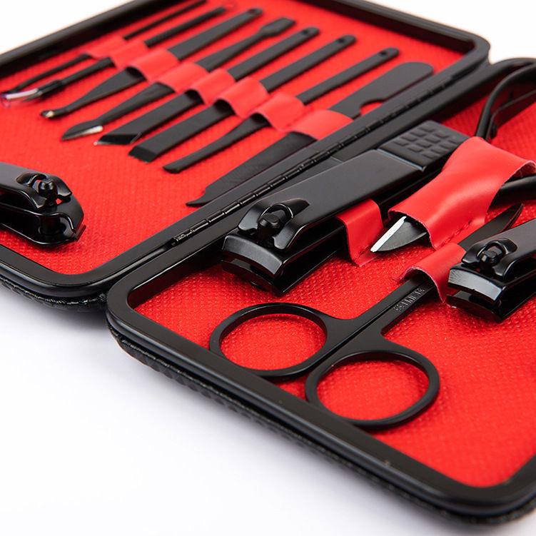18-Piece Black Angled Nail Clipper Manicure & Pedicure Set