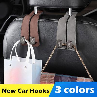 2024 New Suede Double Hook Rear Seat Backrest Handbag Hook Car Interior Phone Organizer Accessories Umbrella Holder U4K8