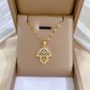 Stainless Turkish Hamsa Hand Fatima Crystal Necklace For Women Evil Eye Necklaces Gold Color Clavicle Long Chain Lucky Jewelry