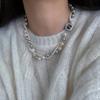 Double Layered Twisted Mixed Color Imitation Pearl Necklace, French Sweater Chain, Light Luxury Collarbone Chain, Party Gift
