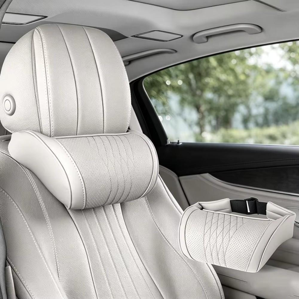Leather Cover Car Headrest Cushion Memory Foam Auto Cervical Cushion Car Seat Neck Pillow