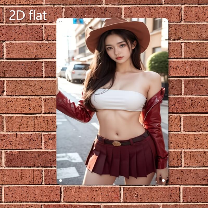 

Metal Poster Korean Drama Inspired Wall Art Red White Fashion Female Figure Durable Iron Decor for Home Bar Cafe Chr 20x30cm