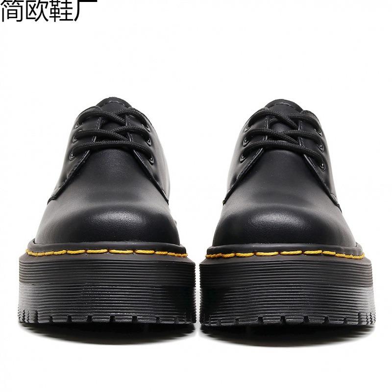 Kleine leren schoenen dames lage schacht, leer zacht leer ronde neus casual student muffin zool korte laarzen
