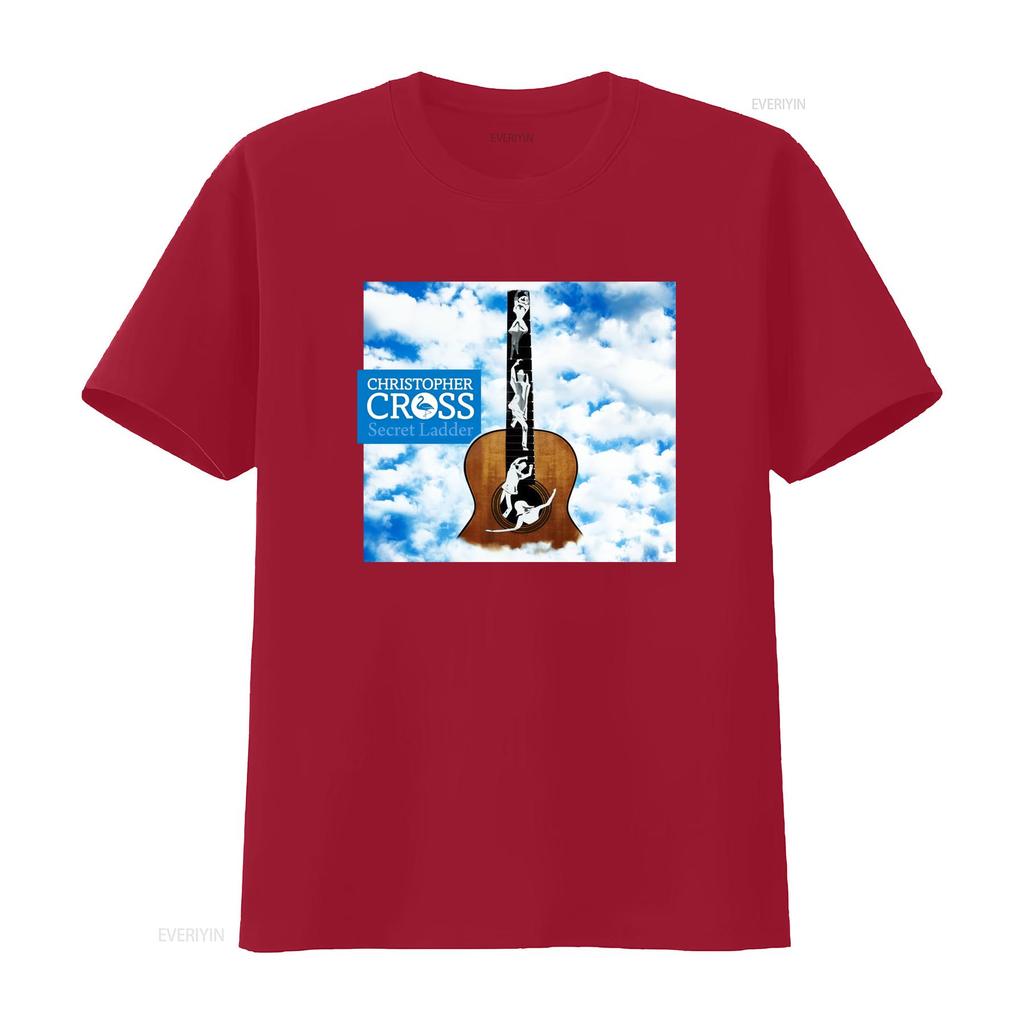 Christopher Cross Secret Ladder Guitar Dance Print T Shirt White All Sizes S 5XL Vintage Washed Stylish Unisex Stretched