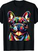 Vibrant Short Sleeve Casual T Shirt Featuring a French Bulldog Design Suitable for Both Men And Wome