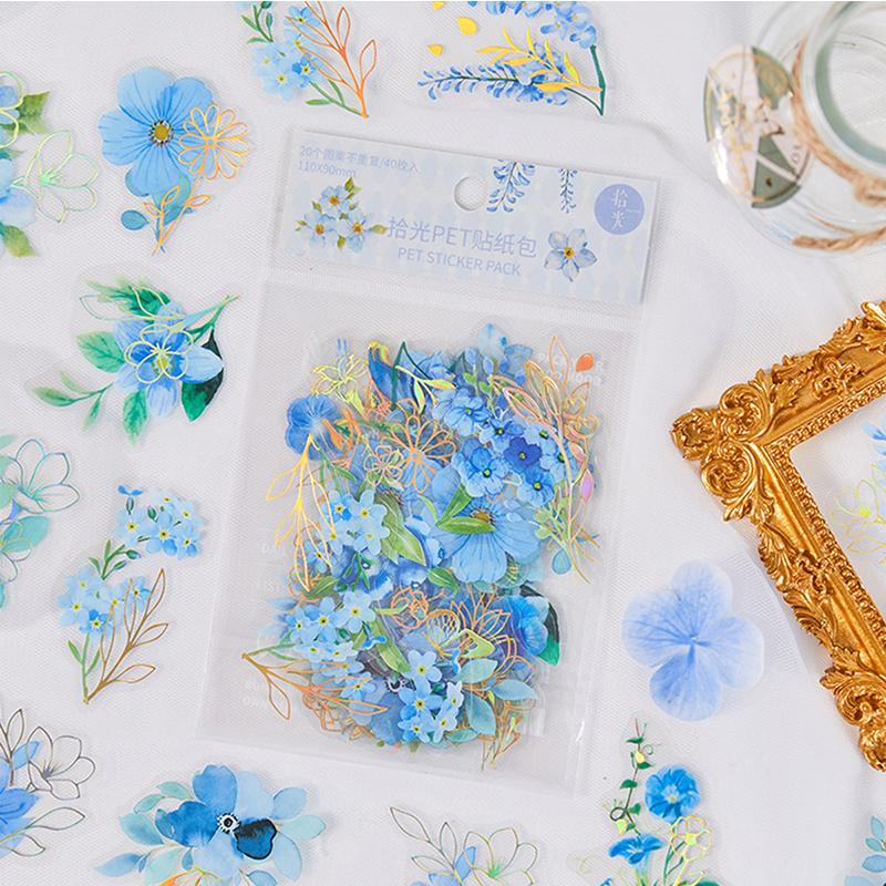 1-6Pcs/Bag Aesthetic Flower Stickers Pack Fresh Plant Hand Account Diy Material Decorative Stationery Stickers