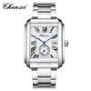 CHENXI 8216 Men's Quartz Watches Fashion Business Simple Silvery Stainless Steel Strap Square Wristwatches for Male Gift