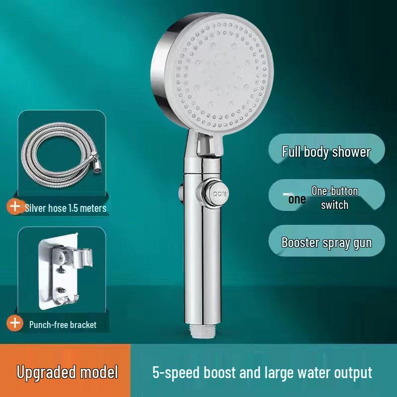 Handheld Lotus Shower Head with Heater and Bracket Set for Bathroom