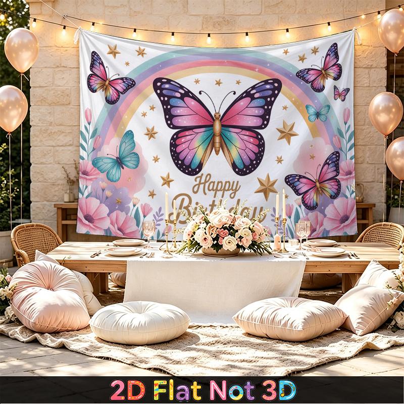 Butterfly Flower Party Backdrop 1pc - Celebration Decor