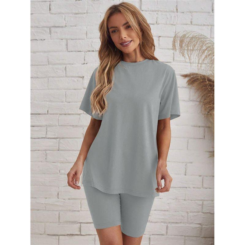 

Европейский и американский повседневный комплект для отдыха: футболка, шорты, спортивный костюм для женщин Grey L