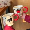Cute cat apple ceramic mug as a gift, couple drinking cup for girls' birthday gift gift gift box
