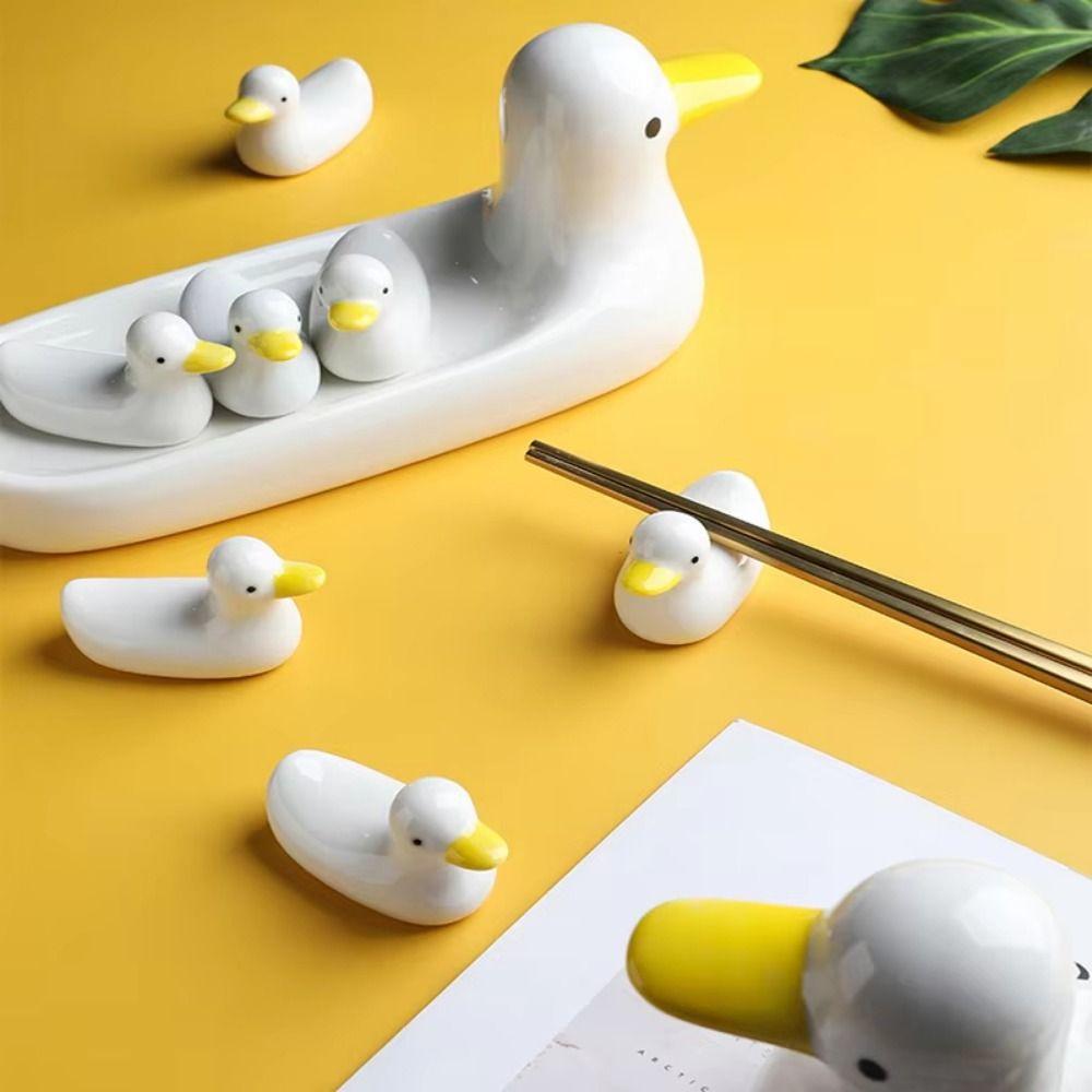 Creative Duck Chopstick Holder Cartoon Chopsticks Rest Ceramic Chopstick Stand  Dining Table